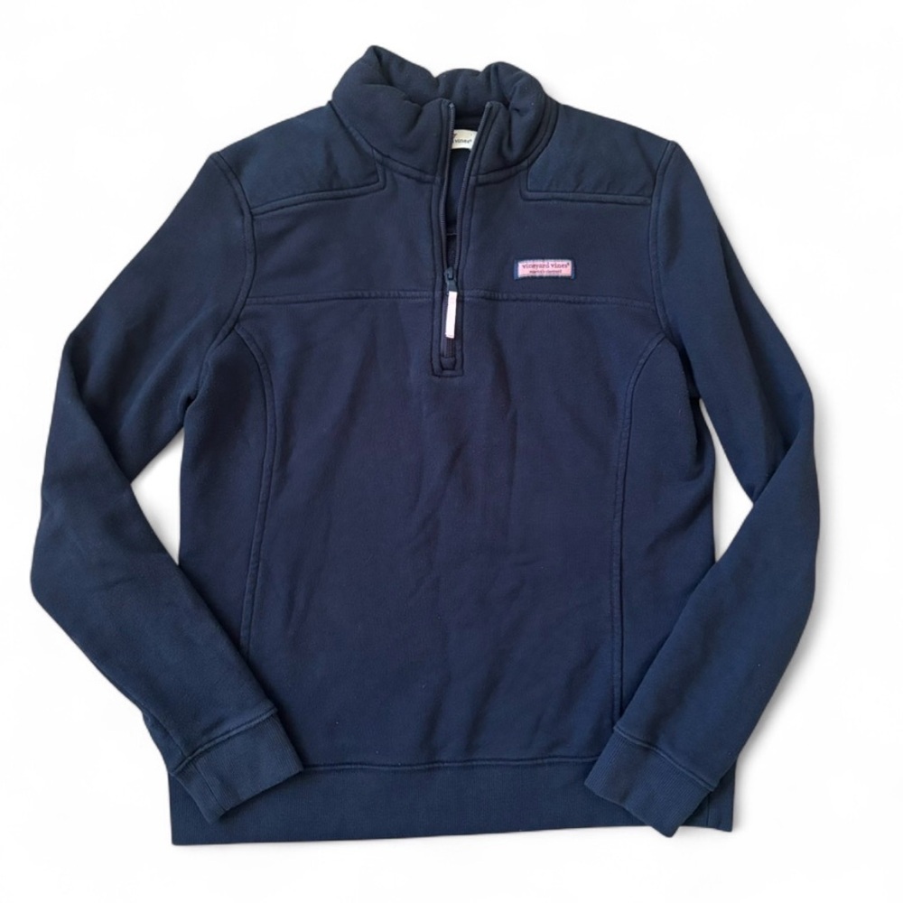 Vineyard Vines Martha's Quarter Zip 1/4 Shep Pullover Sweater Navy Blue medium